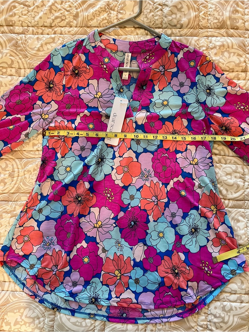 Dear Scarlett Lizzy NWT Floral 3/4 Sleeve Tunic Top Small - Picture 6 of 7